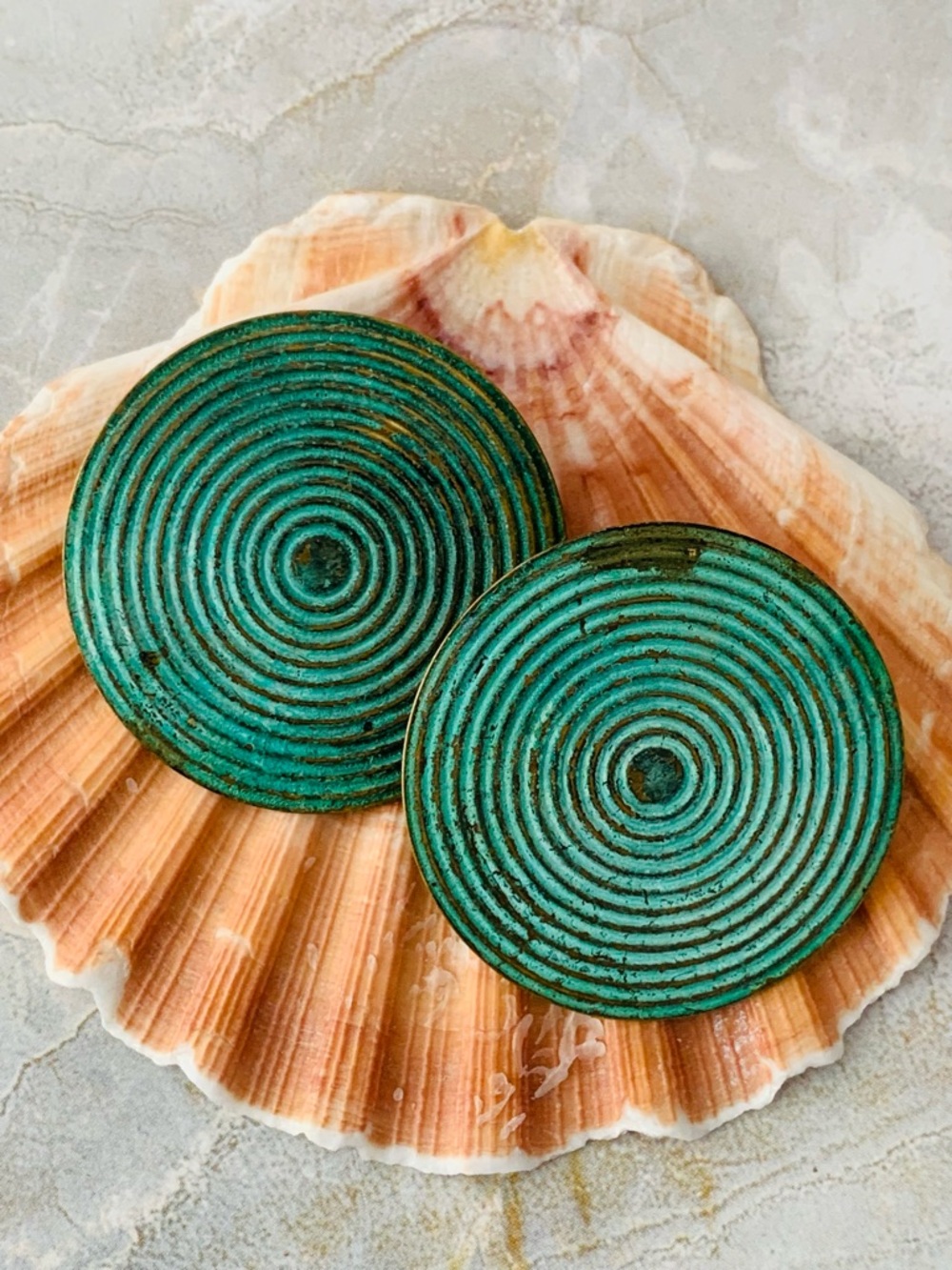 Oxidized Turquoise Patina Vintage Earrings